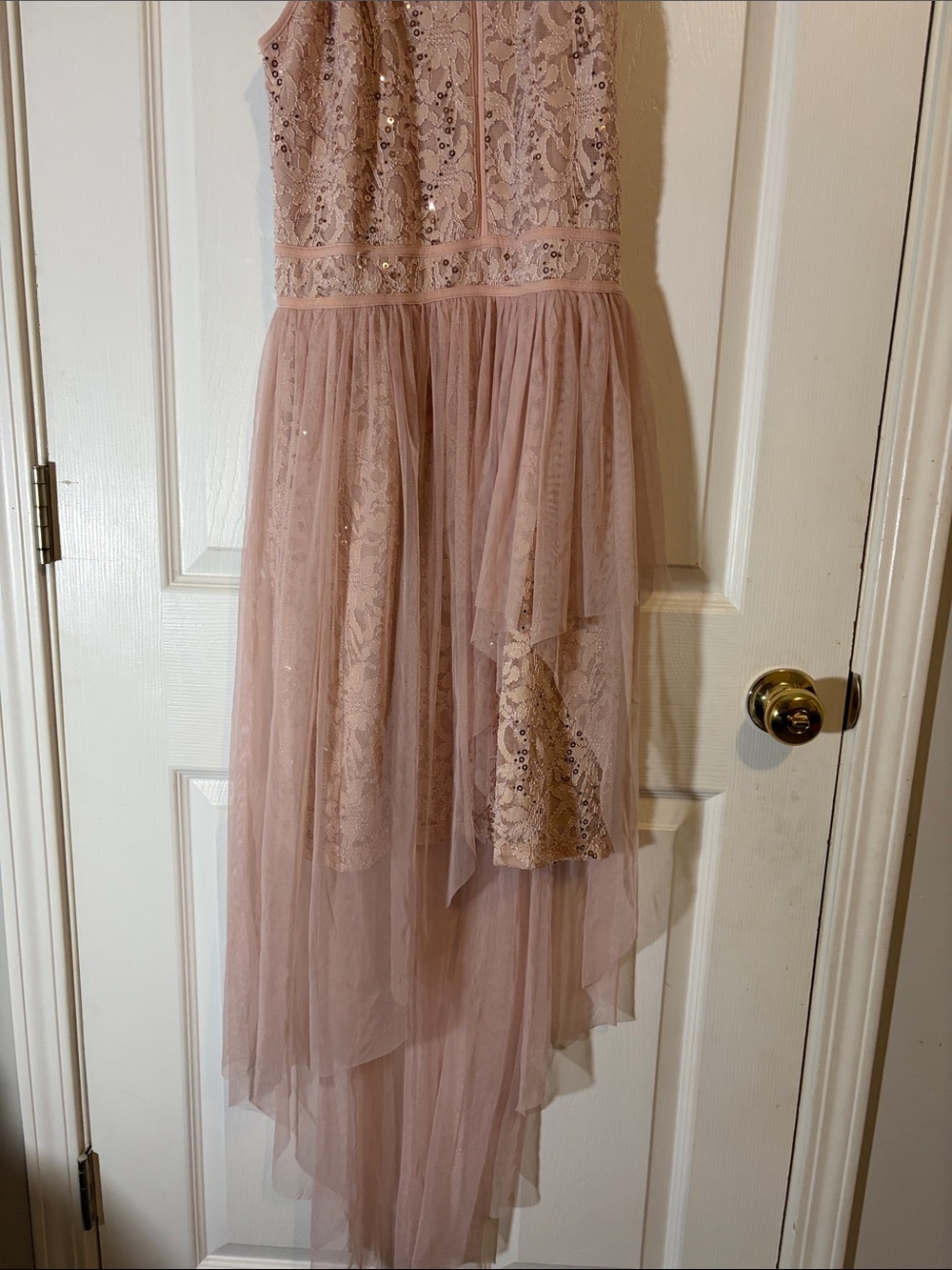 Blush Lace & Tulle High-Low Kids Dress